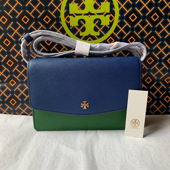 Tory Burch Handbags - Tory Burch Emerson Color block Mini Shoulder Bag Crossbody Blue Green